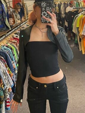 Urban Outfitters Black Leather Bolero Jacket